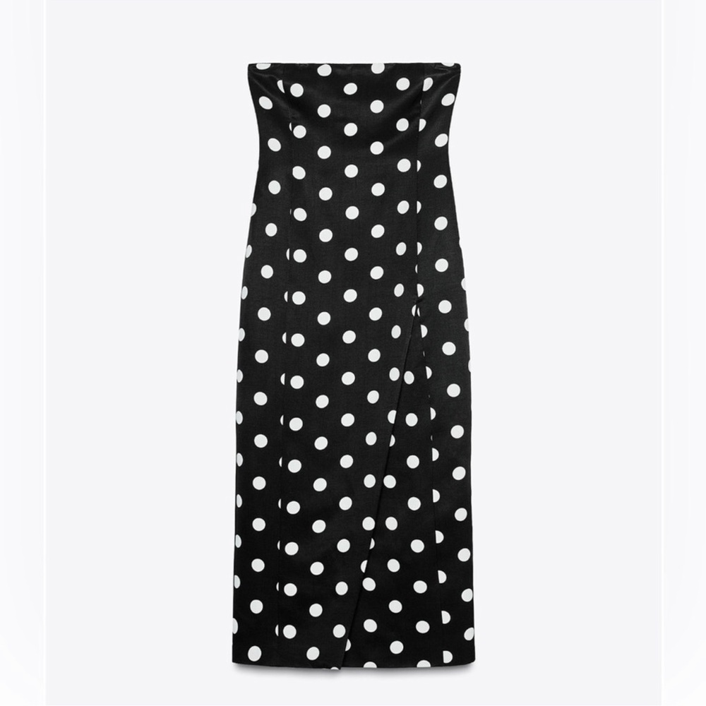 ZARA ZW COLLECTION STRAPLESS POLKA DOT DRESS - Picture 14 of 17
